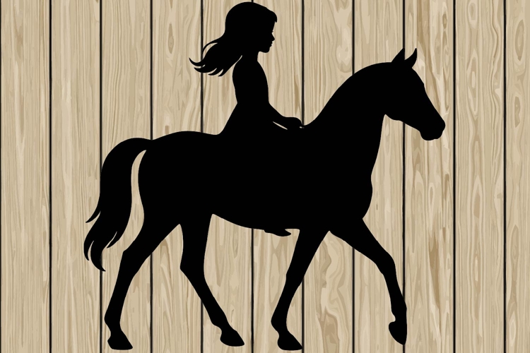 Little girl on horse silhouette SVG
