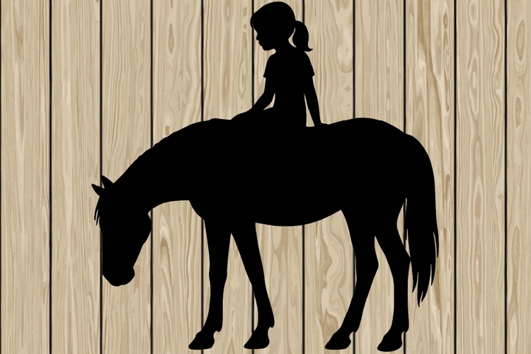 Little girl on horse silhouette SVG