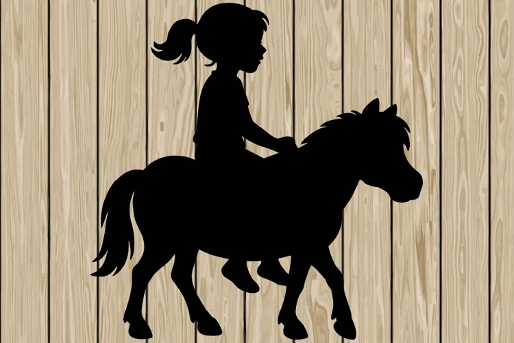 Little girl on horse silhouette SVG