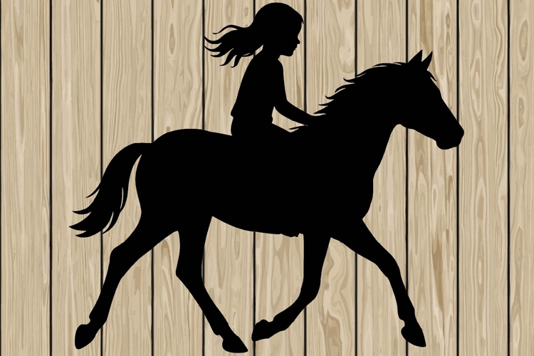 Little girl on horse silhouette SVG