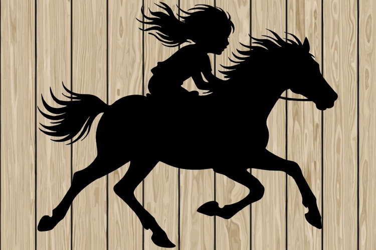 Little girl on horse silhouette SVG