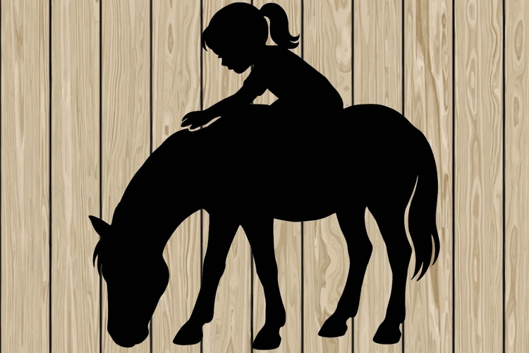 Little girl on horse silhouette SVG