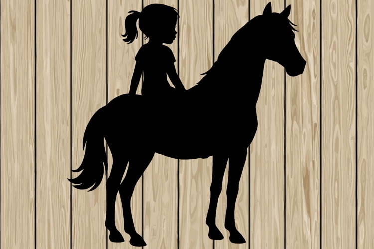 Little girl on horse silhouette SVG