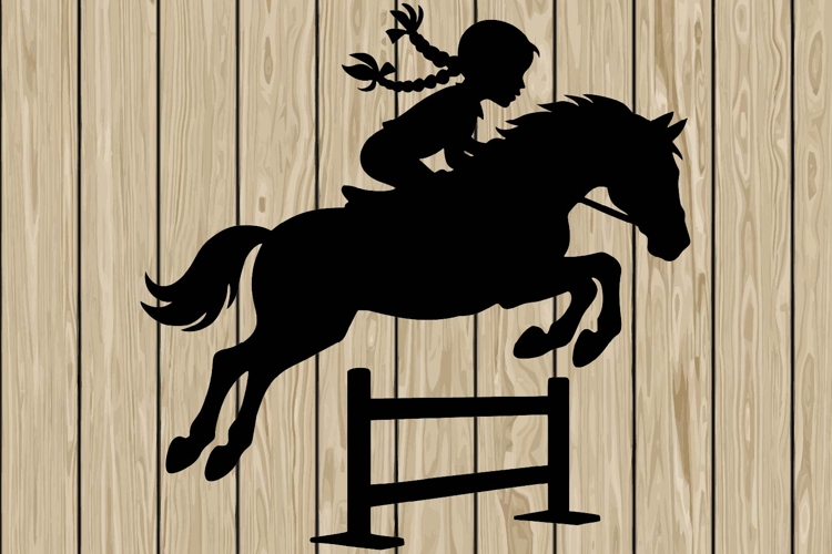 Little girl on horse silhouette SVG