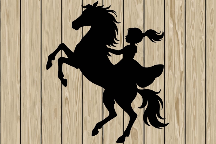 Little girl on horse silhouette SVG