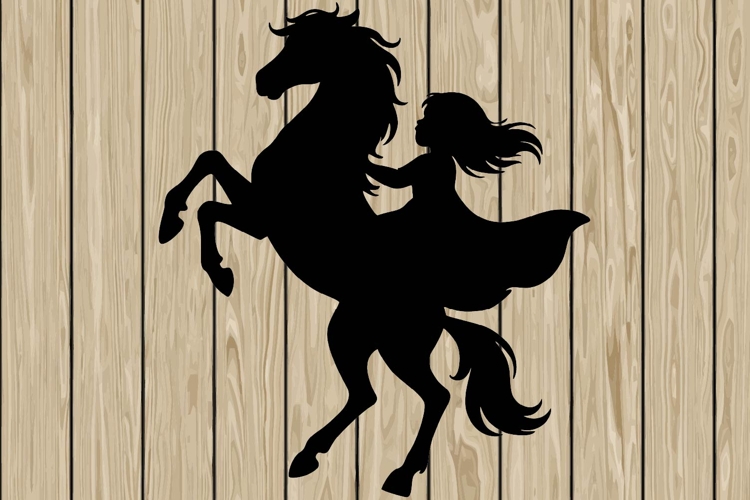 Little girl on horse silhouette SVG