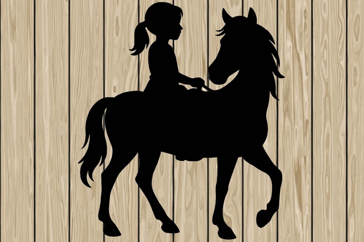Little girl on horse silhouette SVG