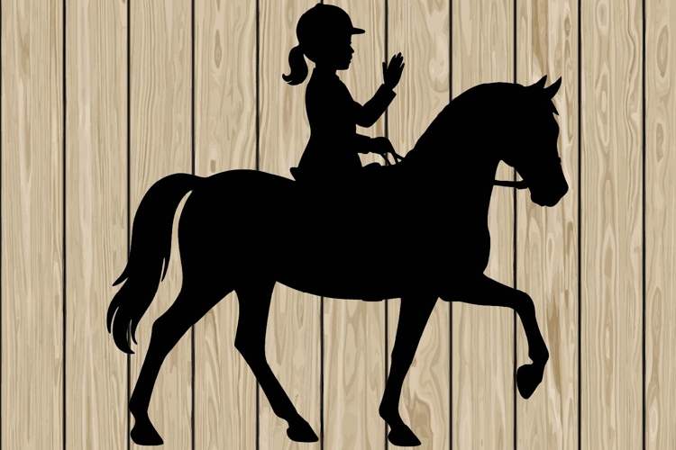 Little girl on horse silhouette SVG