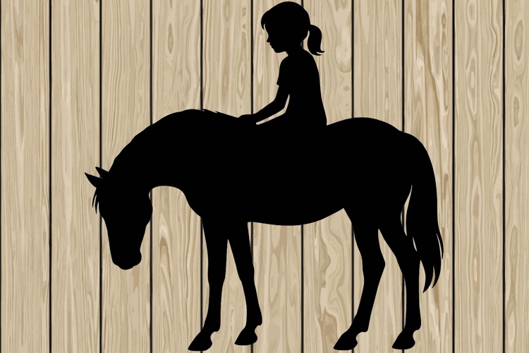 Little girl on horse silhouette SVG
