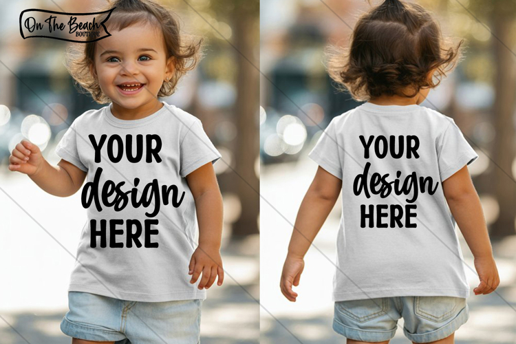 Girl Shirt Mockup Front Back Toddler Kids Bella Mock Up