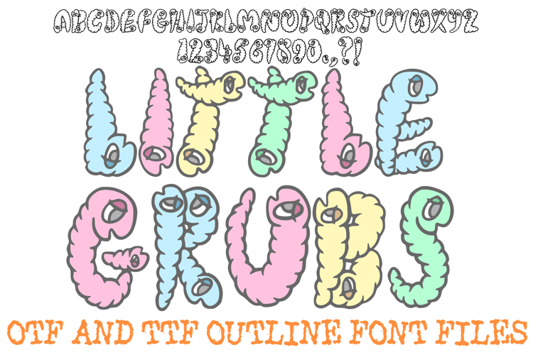 Little Grubs Font Hand Drawn Comic Worm Maggots Lettering