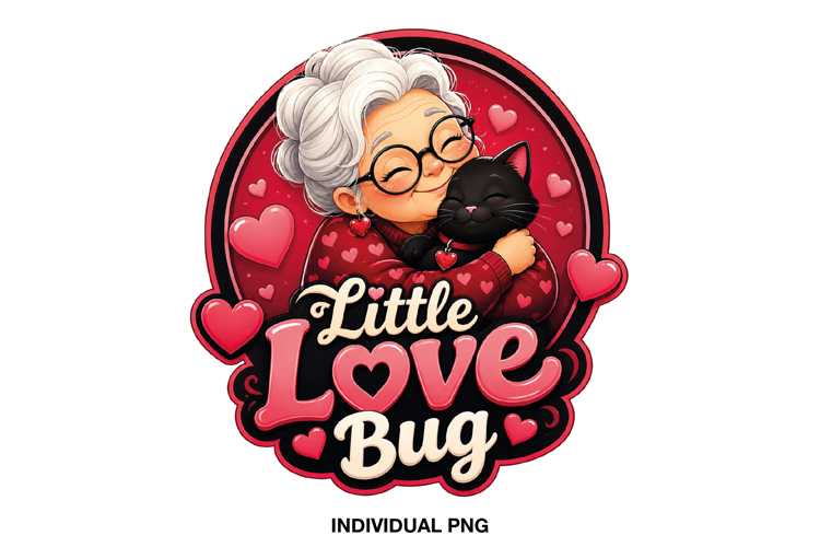 Little Love Bug Cat Valentine PNG for Sublimation Shirts