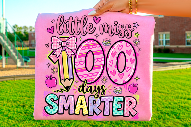 Little Miss 100 Days Smarter School Sublimation T-Shirt PNG