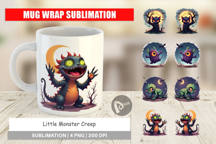 Mug Wrap Halloween Monster Creep example image 1