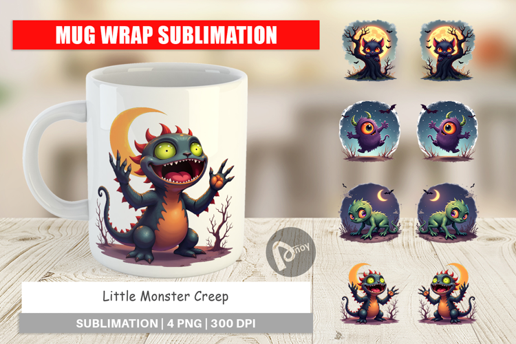 Mug Wrap Halloween Monster Creep