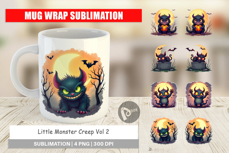 Mug Wrap Halloween Monster Creep example image 1