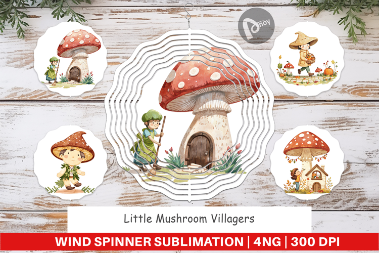 Wind Spinner Mushroom Village Friends