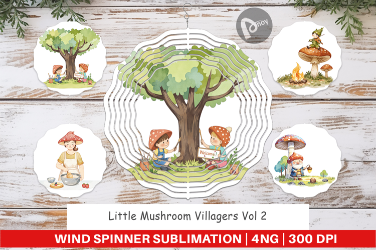 Wind Spinner Mushroom Village Friends