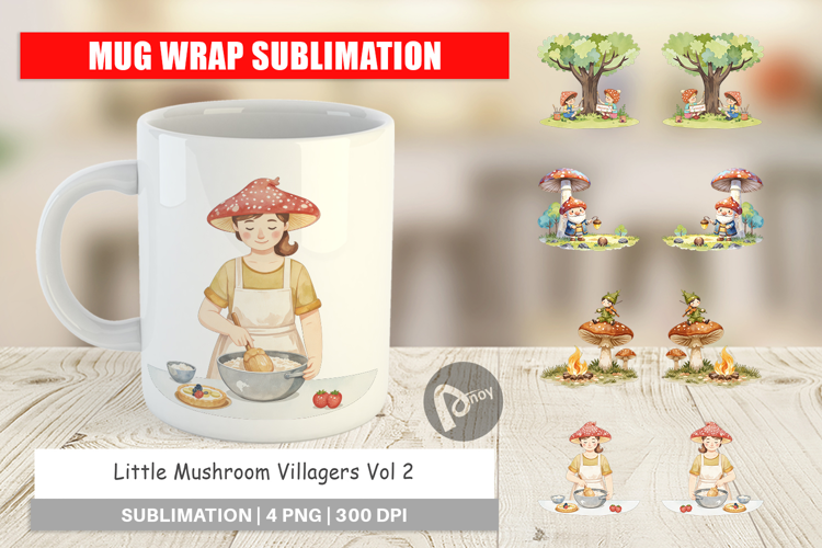Mug Wrap Mushroom Village Friends