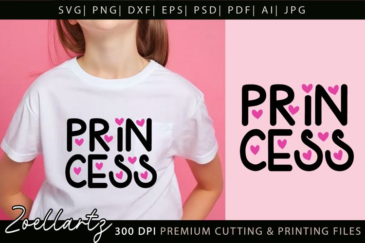 Princess Hearts SVG for Cricut Queen T-shirt Mug Tote Pillow