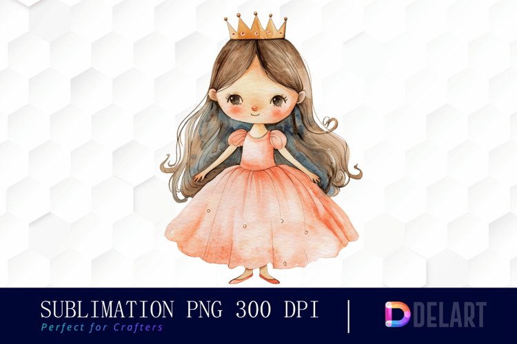 Little Princess Watercolor Clipart example image 1