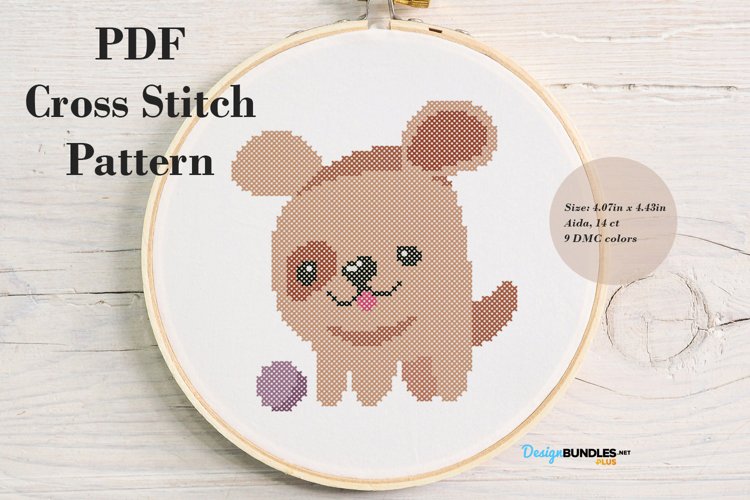 Little Puppy Cross Stitch Pattern PDF File | Animal Cross Stitch Patterns example image 1