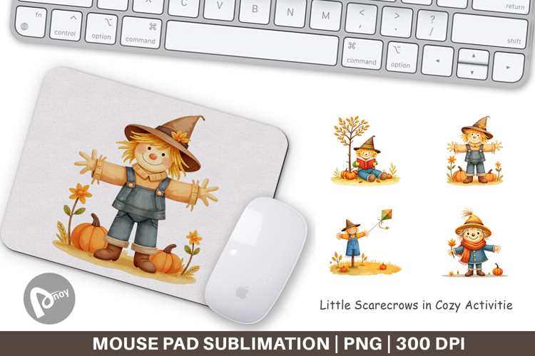 Mouse Pad Cozy Little Scarecrows