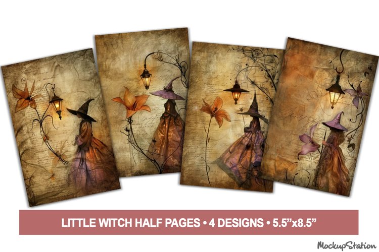 Witch Junk Journal Printable Half Pages | Halloween Design