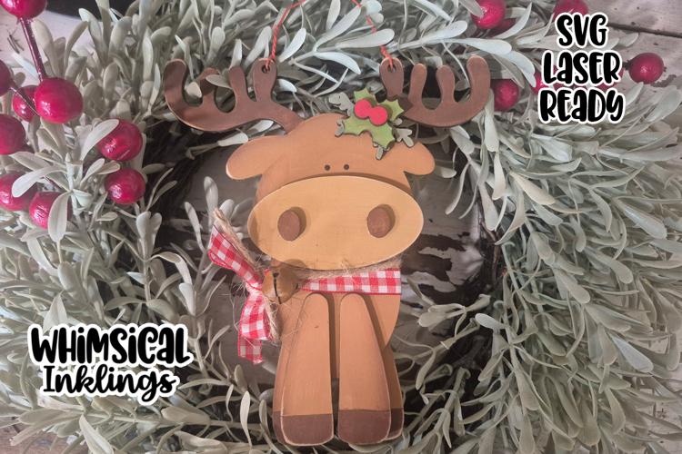 Little Christmas Moose Ornament Laser SVG