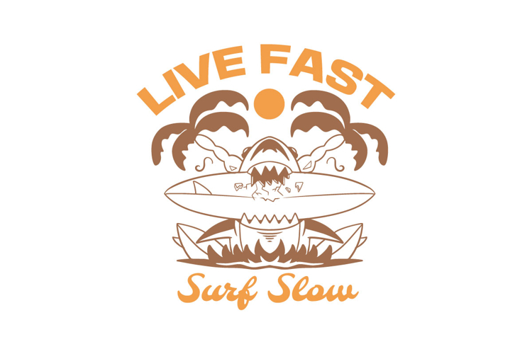 Live Fast Surf Slow Retro Summer T-shirt Design