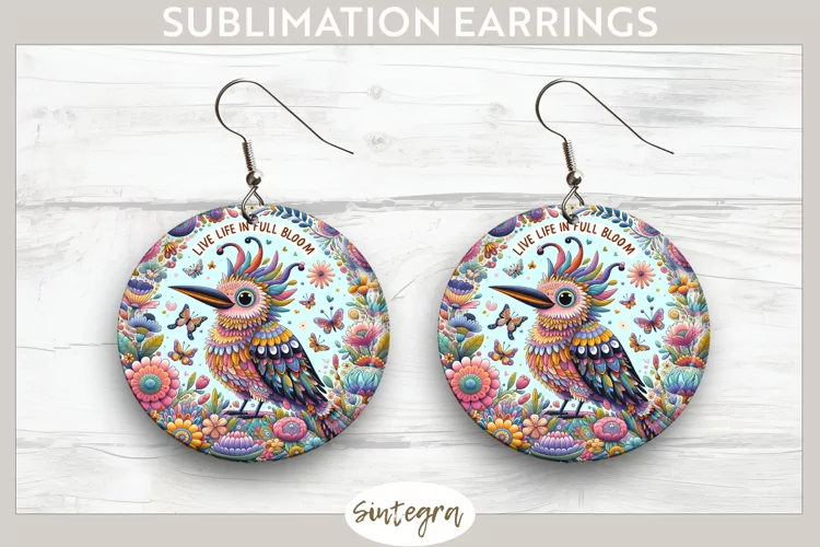Live Life in Full Bloom v4 Round Earrings Sublimation