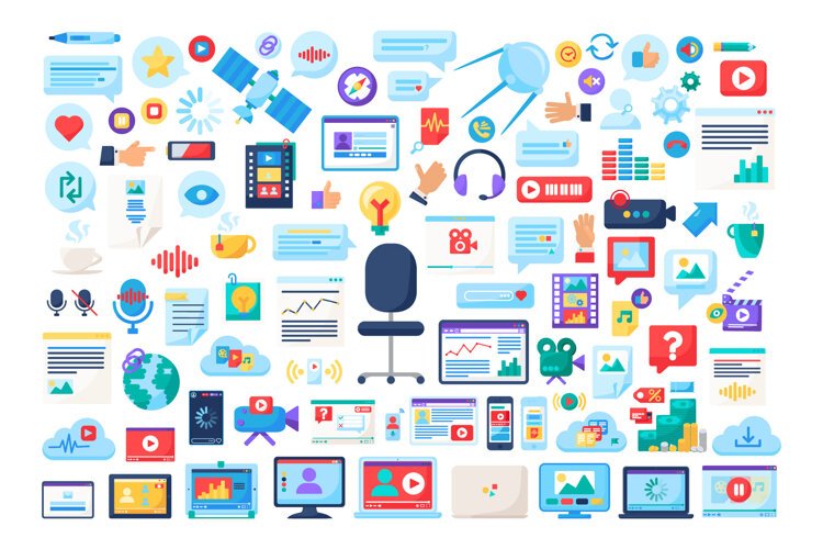 Livestream Solid Icons 100 Colorful Elements example image 1