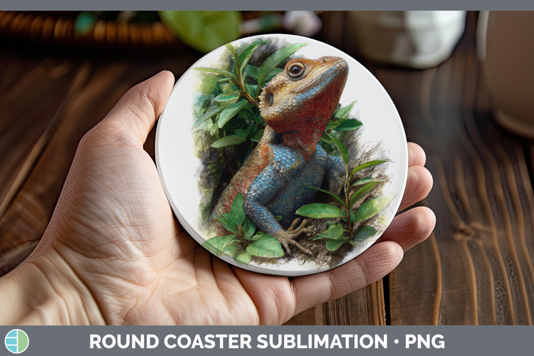 Agama Lizards Round Coaster Sublimation Design