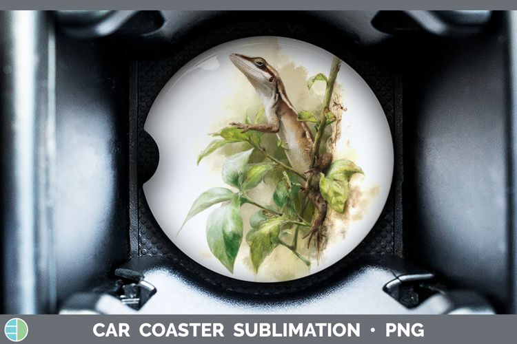 Anole Lizards Car Coaster Sublimation Design