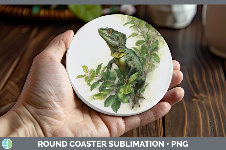 Basilisk Lizards Round Coaster Sublimation Design