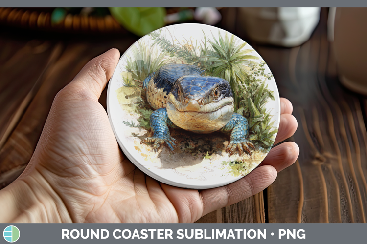 Blue Tongue Skink Lizards Round Coaster Sublimation Design