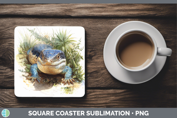 Blue Tongue Skink Lizards Square Coaster Sublimation Design