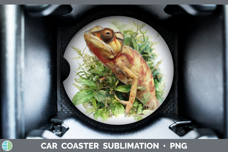 Chameleon Lizards Car Coaster Sublimation Design