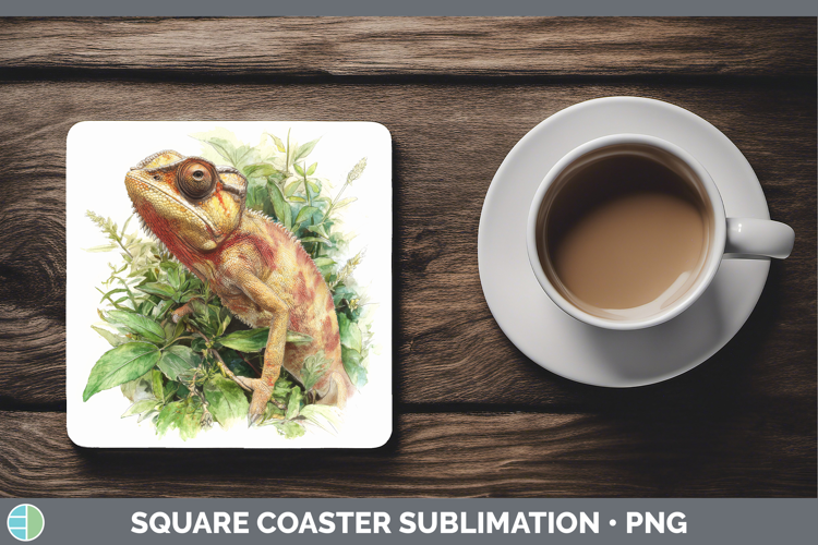 Chameleon Lizards Square Coaster Sublimation Design