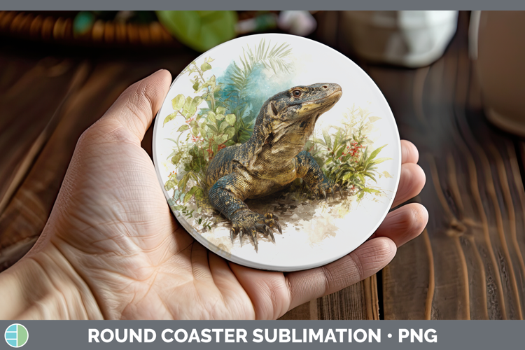Crocodile Monitor Lizards Round Coaster Sublimation Design