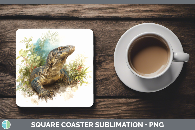 Crocodile Monitor Lizards Square Coaster Sublimation Design