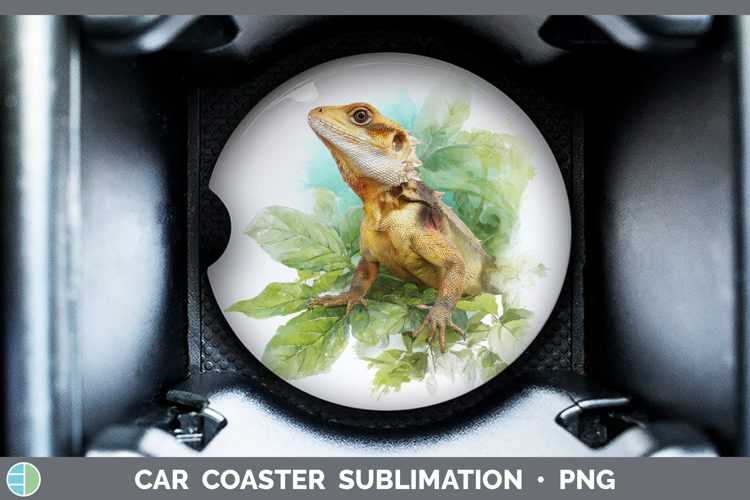 Frilled Lizards Car Coaster Sublimation Design