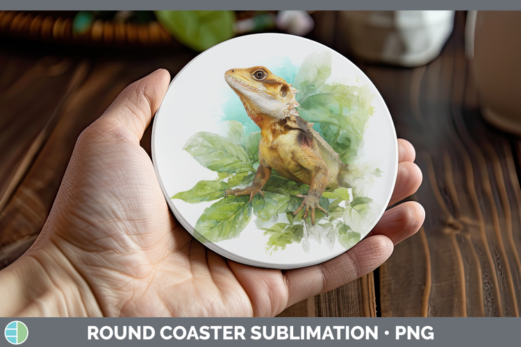 Frilled Lizards Round Coaster Sublimation Design