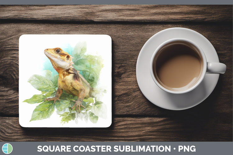 Frilled Lizards Square Coaster Sublimation Design
