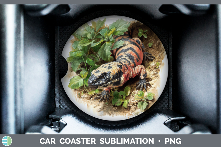 Gila Monster Lizards Car Coaster Sublimation Design
