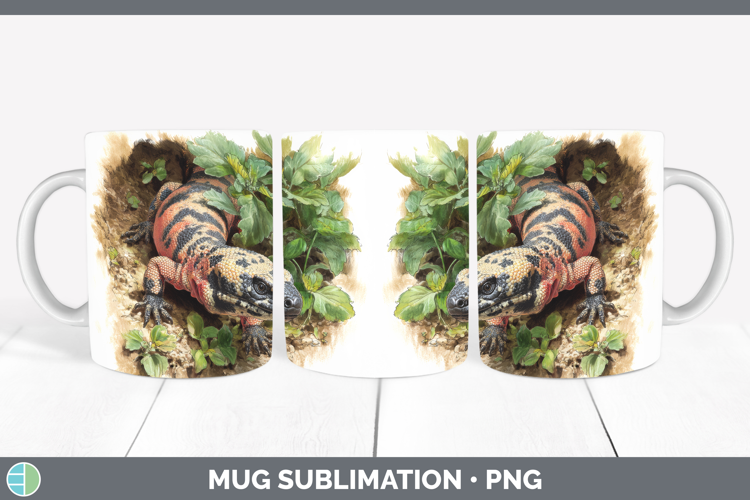 Gila Monster Lizards Mug Wrap Sublimation Design