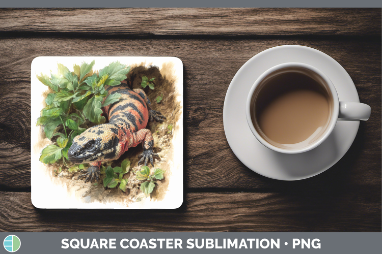 Gila Monster Lizards Square Coaster Sublimation Design