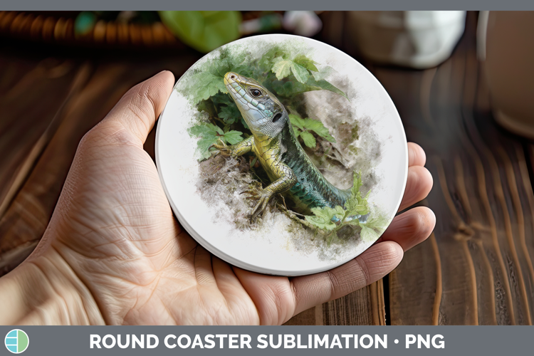 Glass Lizards Round Coaster Sublimation Design