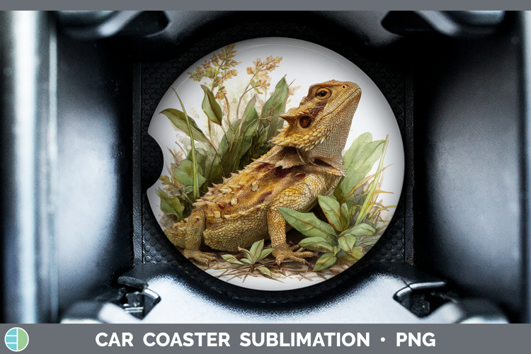 Horned Lizards Car Coaster Sublimation Design