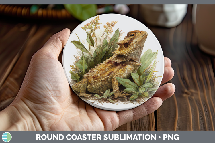 Horned Lizards Round Coaster Sublimation Design